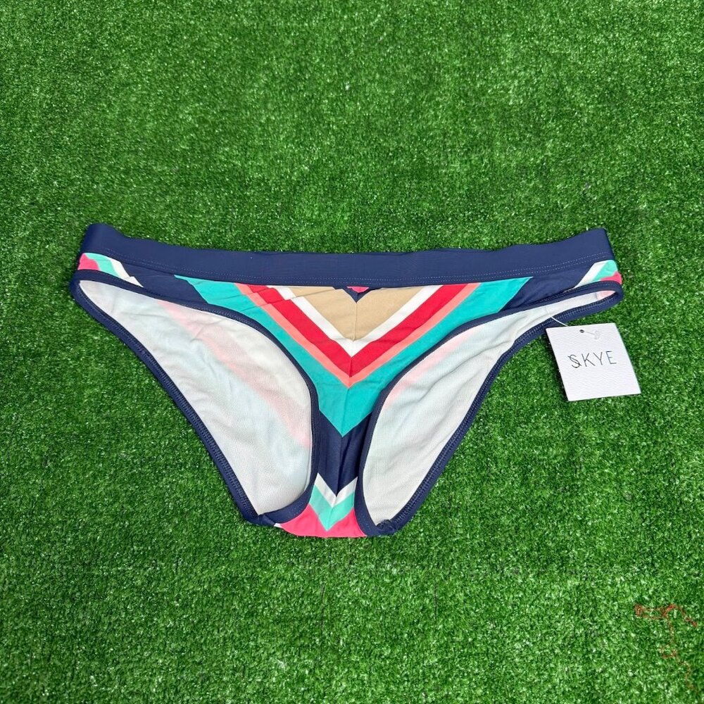 Skye Banded Mid Waist Full Coverage Hipster Bikini Bottoms Swimwear Size S NEW